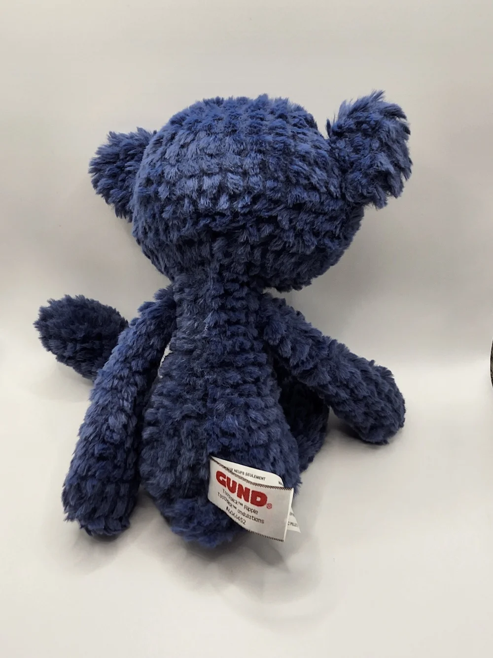 GUND Toothpick Ripple Blue Teddy Bear Slender Textured Fur Plush Toy 15 inch